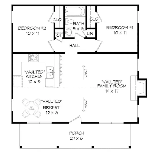 Country House Plan First Floor - Larson Creek Country Cabin 141D-0217 - Shop House Plans and More