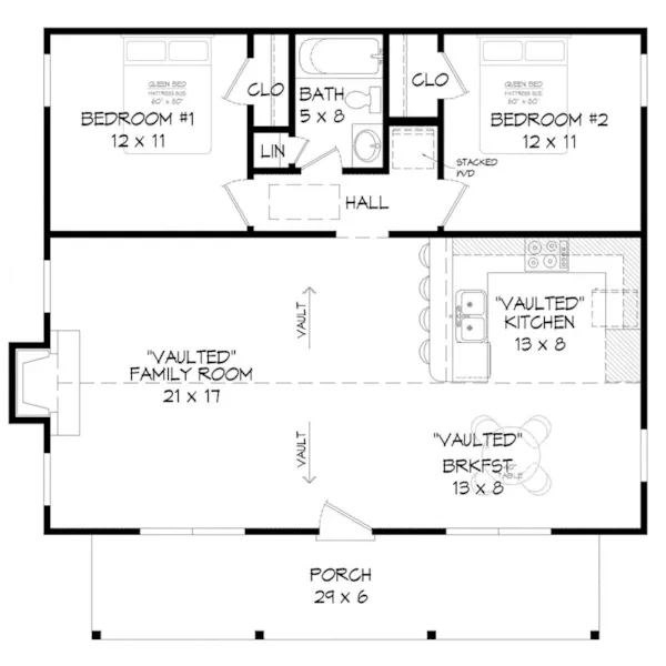 Beach & Coastal House Plan First Floor - Scenic Hill Cabin Home 141D-0218 - Shop House Plans and More