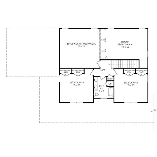 Traditional House Plan Second Floor - Madison Lake Country Home 141D-0219 - Shop House Plans and More