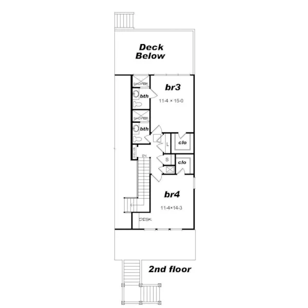 Lake House Plan Second Floor - Tortuga Vacation Beach Home 141D-0222 - Shop House Plans and More