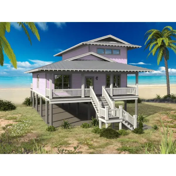 Lake House Plan Front of Home - Tortuga Vacation Beach Home 141D-0222 - Shop House Plans and More