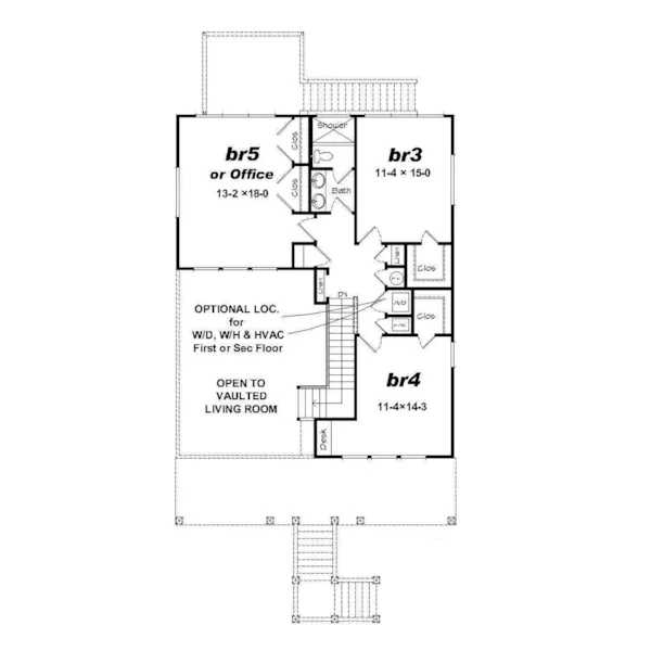 Craftsman House Plan Second Floor - Coconut Grove Beach Home 141D-0225 - Shop House Plans and More