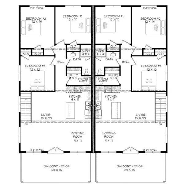 Vacation House Plan Second Floor - Felicia Hill Duplex 141D-0227 - Shop House Plans and More