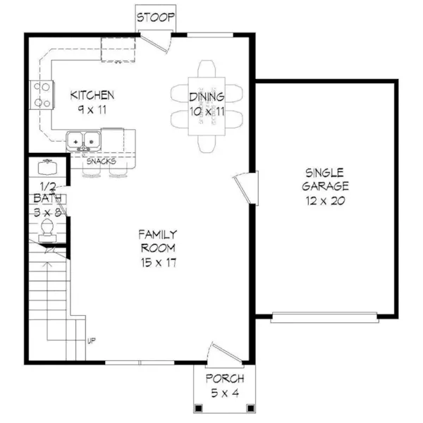 Saltbox House Plan First Floor - Grandfield Two-Story Home 141D-0229 - Shop House Plans and More