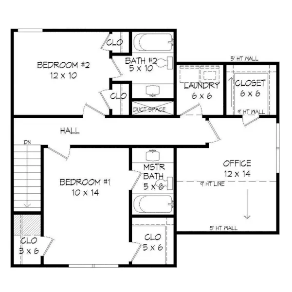 Saltbox House Plan Second Floor - Grandfield Two-Story Home 141D-0229 - Shop House Plans and More