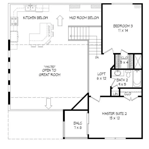 Waterfront House Plan Second Floor - Peaceful Cove Lake House 141D-0233 - Shop House Plans and More