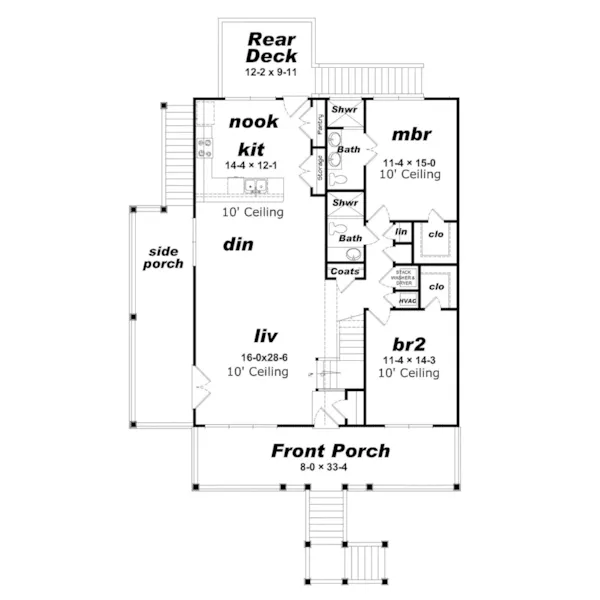 Southern House Plan First Floor - Dauphine Isle Beach Home 141D-0244 - Shop House Plans and More