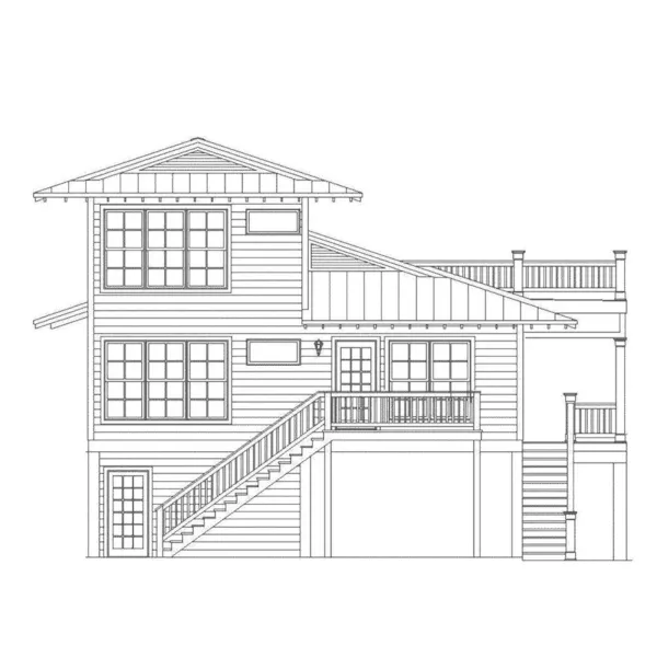 Southern House Plan Rear Elevation - Dauphine Isle Beach Home 141D-0244 - Shop House Plans and More