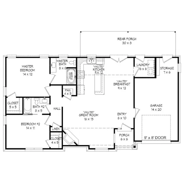 Ranch House Plan First Floor - Dogwood Lane Country Home 141D-0246 - Shop House Plans and More