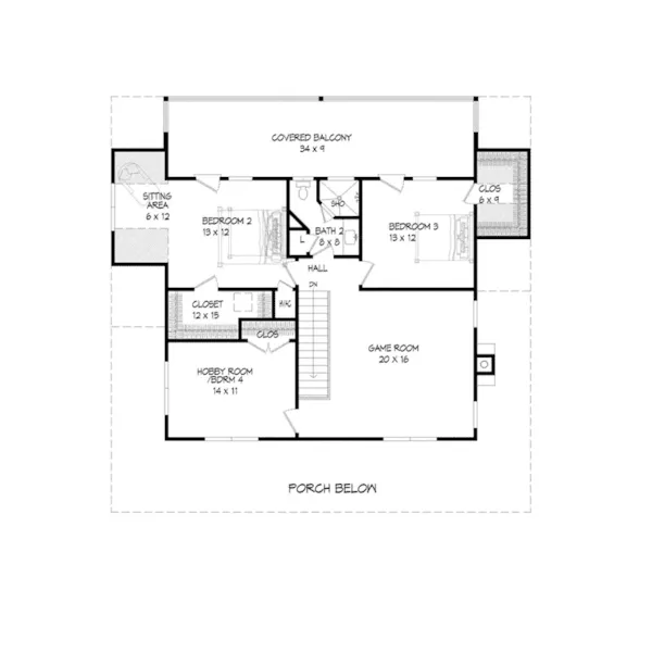 Waterfront House Plan Second Floor - Renhart Creek Country Home 141D-0251 - Shop House Plans and More