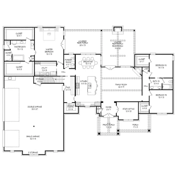 Bungalow House Plan First Floor - Margot Manor Luxury Home 141D-0255 - Shop House Plans and More