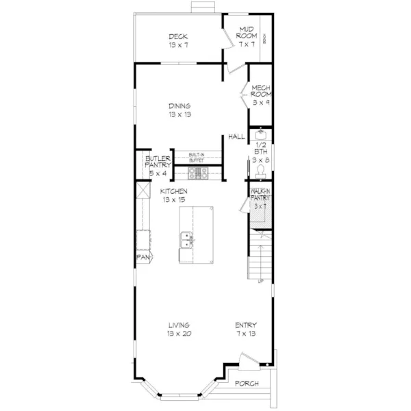 European House Plan First Floor - Goshen Narrow Lot Home 141D-0268 - Shop House Plans and More