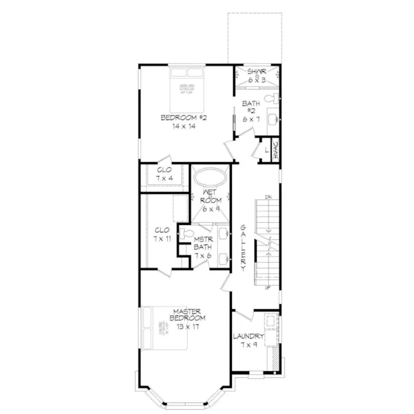 European House Plan Second Floor - Goshen Narrow Lot Home 141D-0268 - Shop House Plans and More