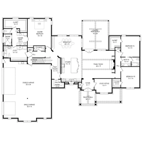 Bungalow House Plan First Floor - Anderson Lane Luxury Home 141D-0271 - Shop House Plans and More