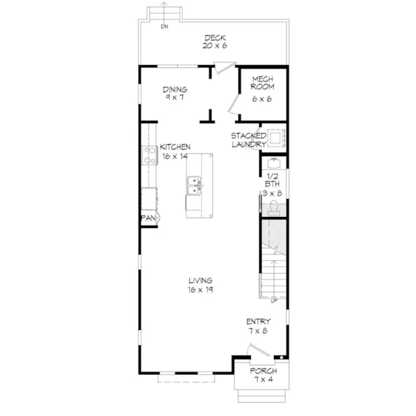 Vacation House Plan First Floor - Avana Modern Narrow Lot Home 141D-0272 - Shop House Plans and More