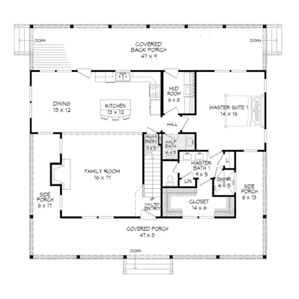 Cabin & Cottage House Plan First Floor - Perch Pond Country Home 141D-0276 - Shop House Plans and More