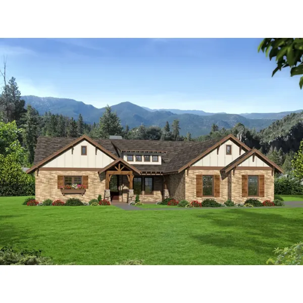 Mountain House Plan Front of Home - Stockton Valley Ranch Home 141D-0294 - Shop House Plans and More