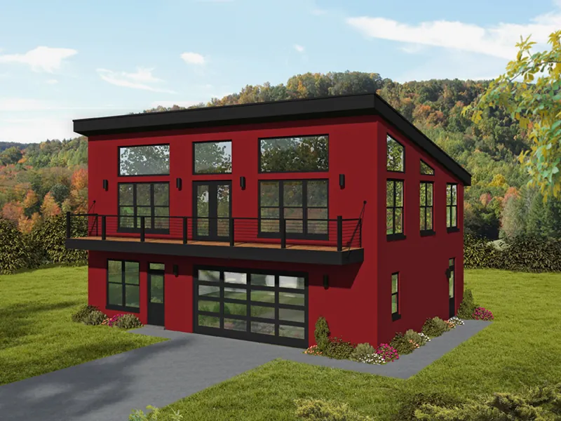 Mountain House Plan Front of Home - Hilltop Ridge Modern Home 141D-0339 / House Plans and More