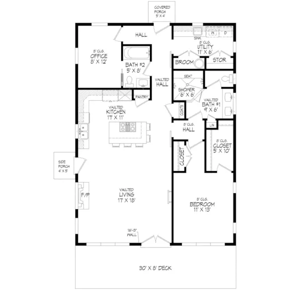 Mountain House Plan First Floor - Discovery View Vacation Home 141D-0346 - Shop House Plans and More