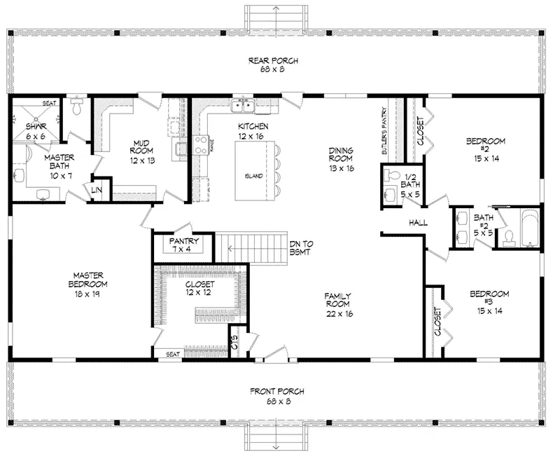 Lowcountry House Plan First Floor - 141D-0363 - Shop House Plans and More