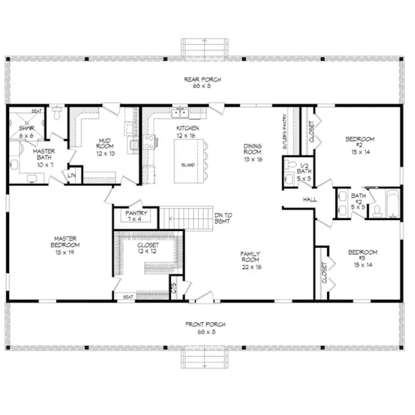 Acadian House Plan First Floor - 141D-0363 - Shop House Plans and More