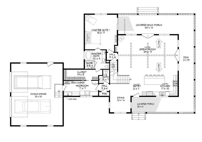 Modern Farmhouse Plan First Floor - 141D-0405 - Shop House Plans and More