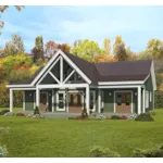 Farmhouse Plan Front of Home - Eagle Ranch Point Country Home 141D-0414 - Shop House Plans and More