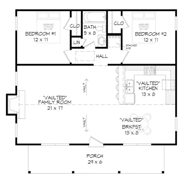 Country House Plan First Floor - Willow Park Country Cabin 141D-0428 - Shop House Plans and More