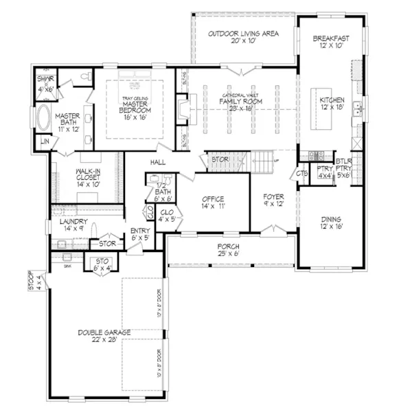 Contemporary House Plan First Floor - Green Briar Luxury Home 141D-0438 - Shop House Plans and More