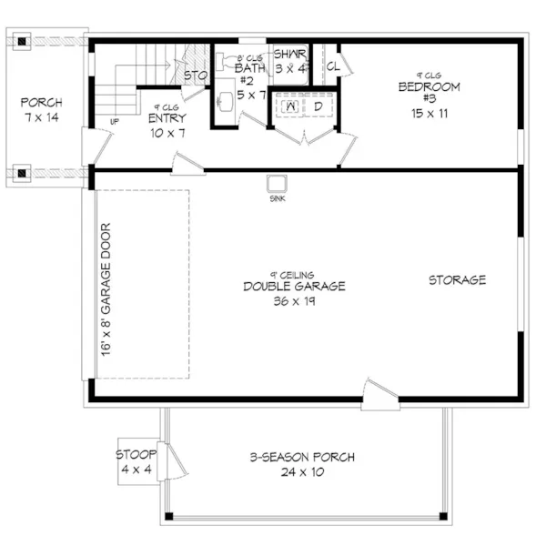 Contemporary House Plan First Floor - Eagle River Branch Modern Home 141D-0444 - Shop House Plans and More