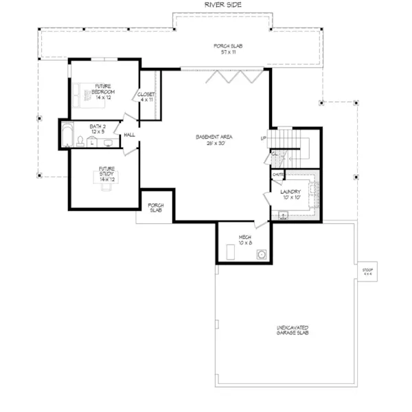 Modern House Plan Basement Floor - River Canyon Overlook Lake Home 141D-0463 - Shop House Plans and More