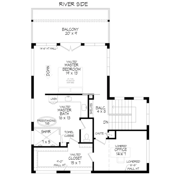 Modern House Plan Second Floor - River Canyon Overlook Lake Home 141D-0463 - Shop House Plans and More