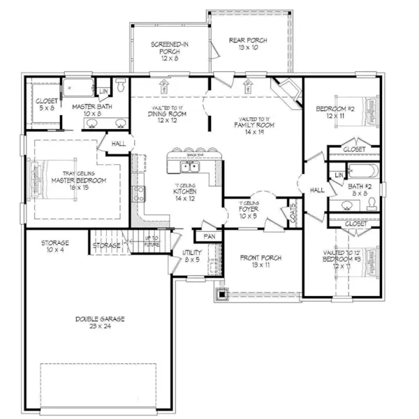 Traditional House Plan First Floor - Carolina Springs Ranch Home 141D-0465 - Shop House Plans and More