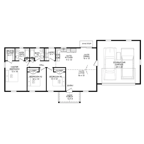 Cabin & Cottage House Plan First Floor - Fairhaven II Ranch Home 141D-0477 - Shop House Plans and More