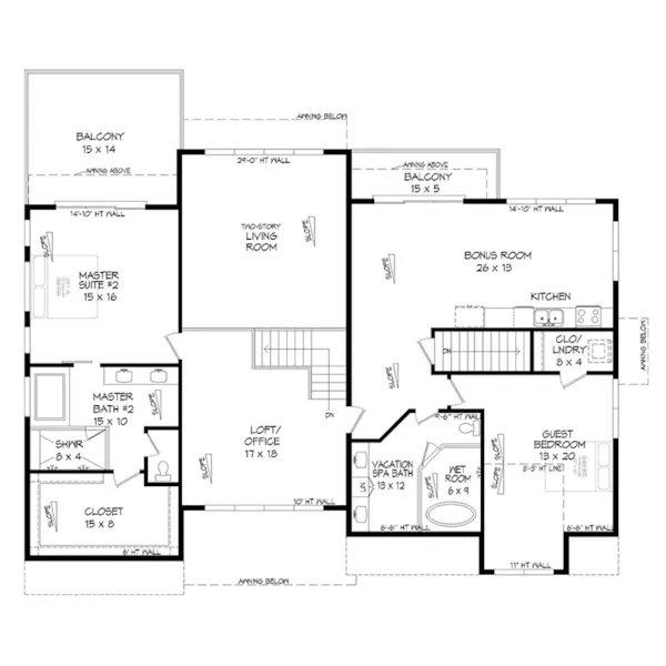 Lake House Plan Second Floor - Lookout Mountain Modern Home 141D-0482 - Shop House Plans and More