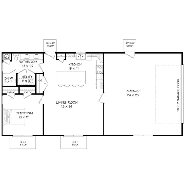 Cabin & Cottage House Plan First Floor - Star Prairie Small Home 141D-0496 - Shop House Plans and More