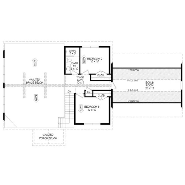 Craftsman House Plan Second Floor - Hideaway Hills Country Home 141D-0500 - Shop House Plans and More