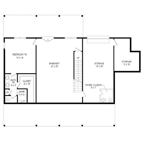 Ranch House Plan Basement Floor - Greers Ferry Craftsman Home 141D-0512 - Shop House Plans and More