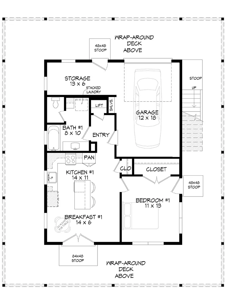 Lake House Plan First Floor - 141D-0519 - Shop House Plans and More