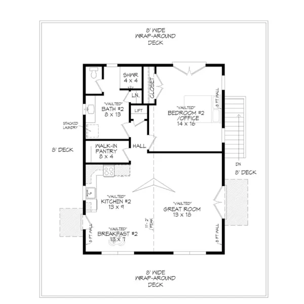 Mountain House Plan Second Floor - Decked Out Vacation Home 141D-0519 - Shop House Plans and More