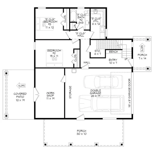 European House Plan First Floor - Eagle Peak Modern Home 141D-0520 - Shop House Plans and More