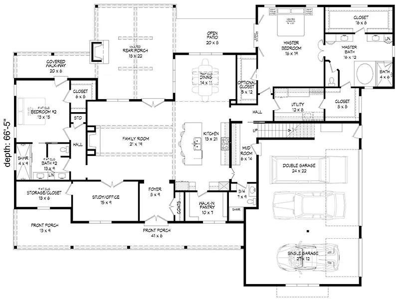 Craftsman House Plan First Floor - 141D-0533 - Shop House Plans and More