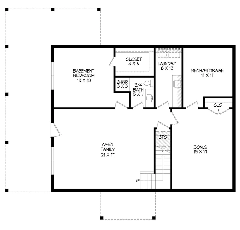 Farmhouse Plan Basement Floor - 141D-0541 - Shop House Plans and More