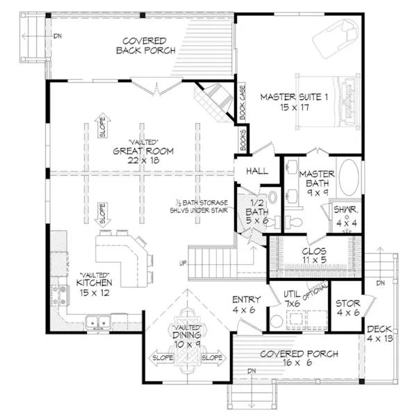 Modern Farmhouse Plan First Floor - Southern Road Farmhouse 141D-0546 - Shop House Plans and More