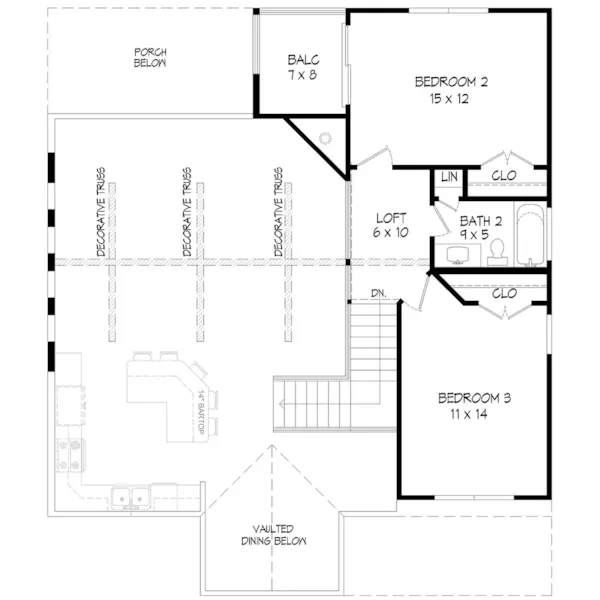 Modern Farmhouse Plan Second Floor - Southern Road Farmhouse 141D-0546 - Shop House Plans and More