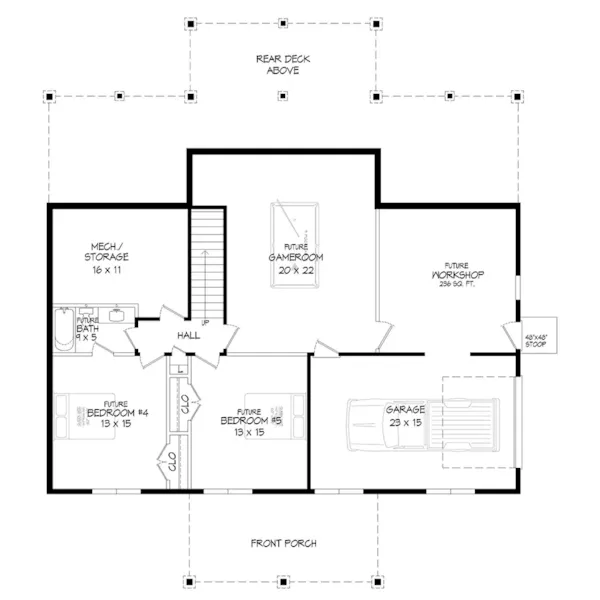 Traditional House Plan Basement Floor - Buffalo Spruce Lake Home 141D-0579 | House Plans and More