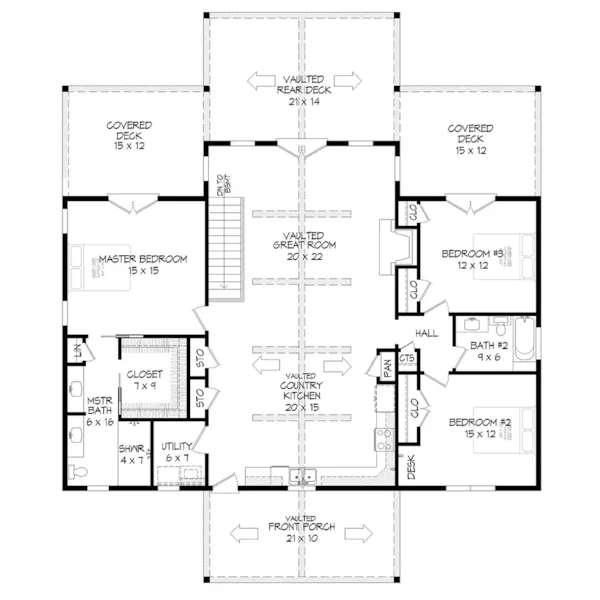 Traditional House Plan First Floor - Buffalo Spruce Lake Home 141D-0579 | House Plans and More