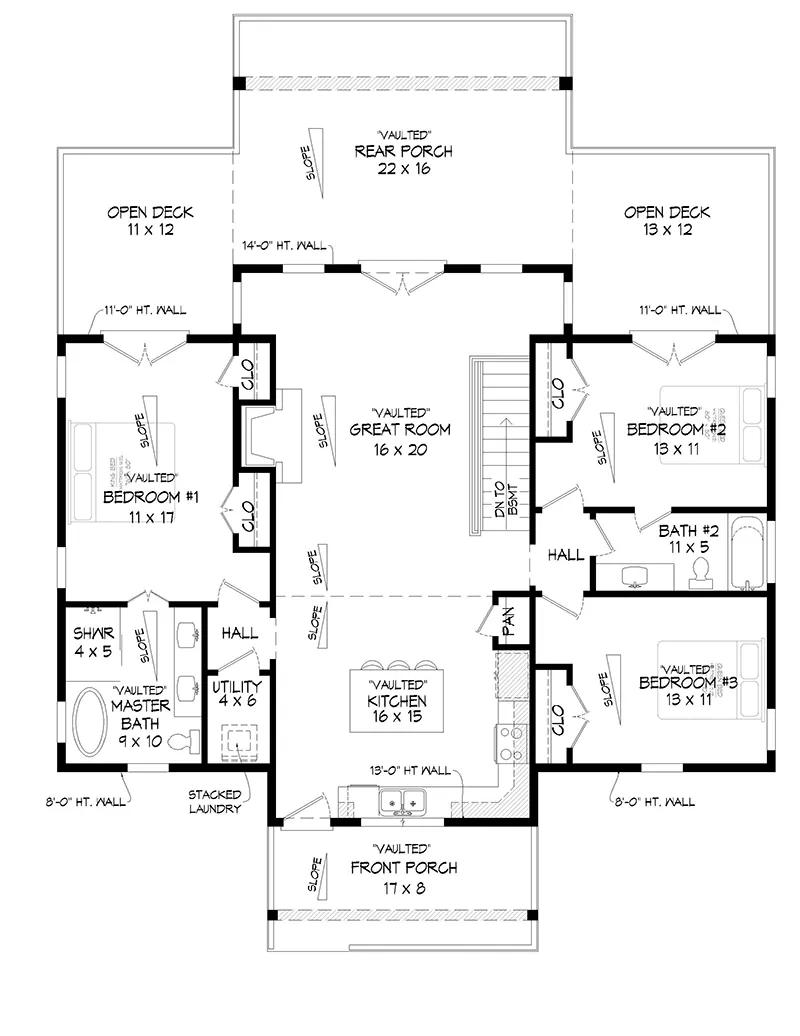 Ranch House Plan First Floor - 141D-0597 | House Plans and More