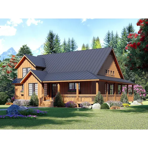 Modern Farmhouse Plan Front of Home - Mountain Ridge Lodge Farmhouse 141D-0604 | House Plans and More