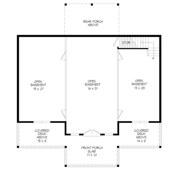 Cabin & Cottage House Plan Basement Floor - Eagle Ranch Lookout Vacation Home 141D-0611 | House Plans and More